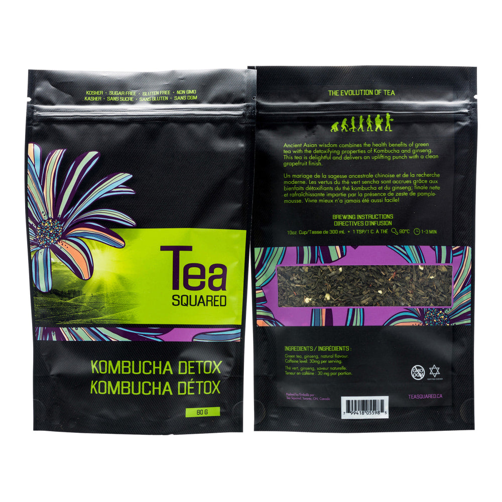Tea Squared Kombucha Detox Loose Leaf Tea, 2.8 Oz, Carton Of 3 Bags