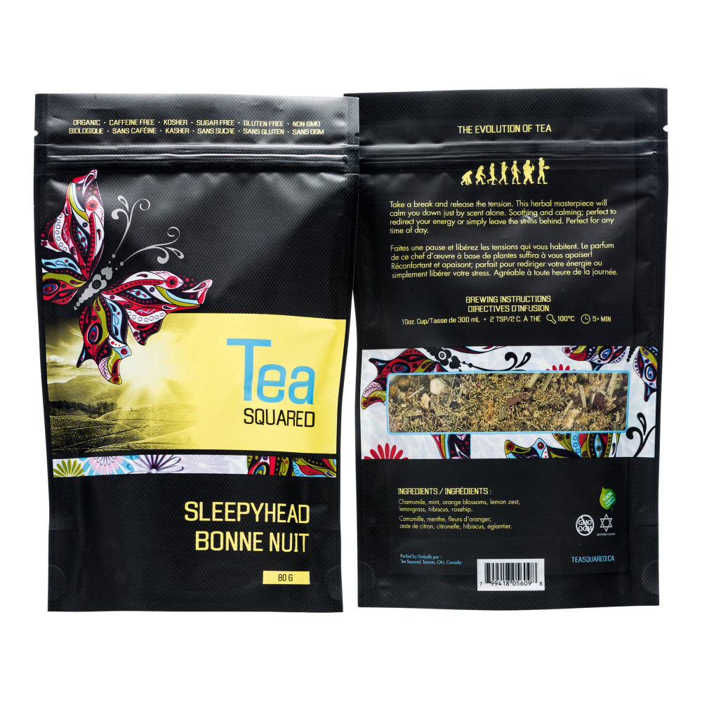 Tea Squared Sleepyhead Organic Loose Leaf Tea, 2.8 Oz, Carton Of 3 Bags