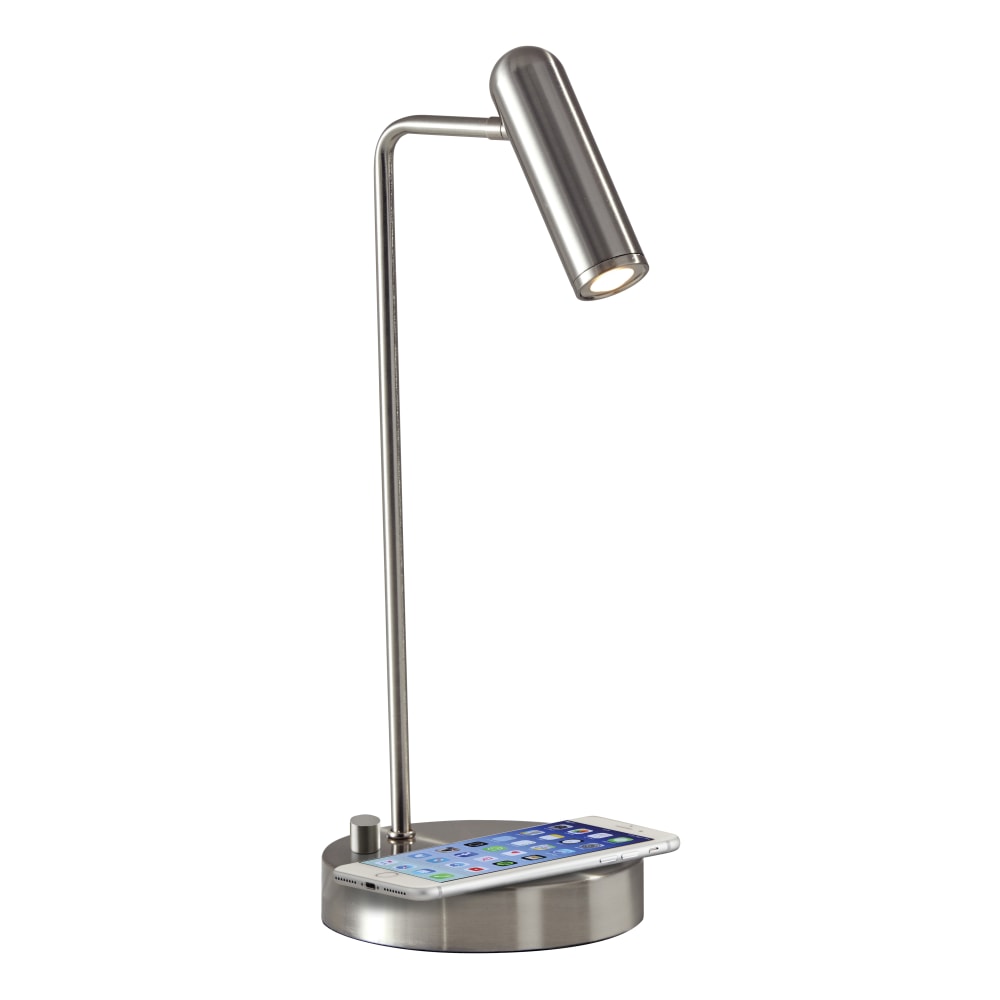 Adesso Kaye AdessoCharge Desk Lamp, 16-1/2inH, Brushed Steel