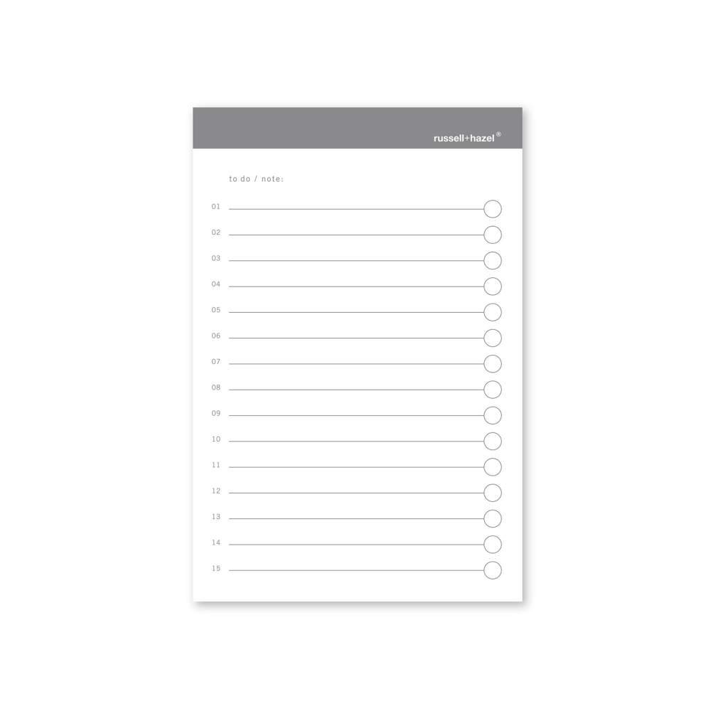 Russell & Hazel Adhesive Notes, To-Do, 4in x 6in, Charcoal, 50 Sheets Per Pad, Pack Of 3 Pads