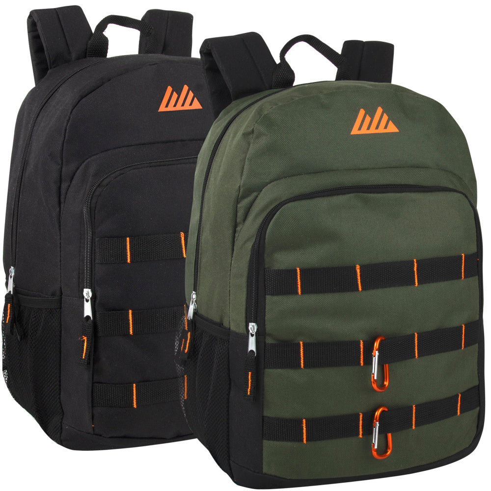 Summit Ridge Daisy Double Clip Backpacks, Black/Green, Pack Of 24 Backpacks