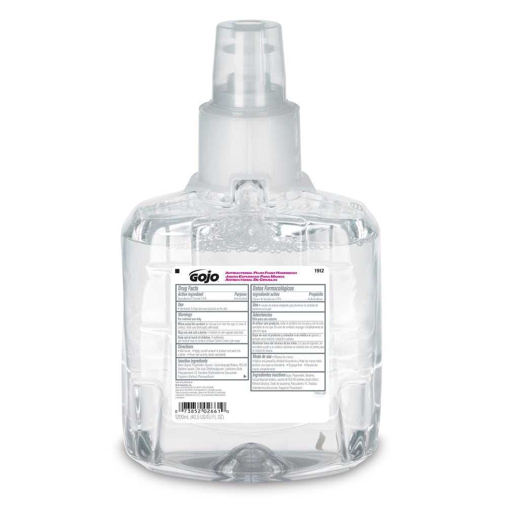 GOJO Antibacterial Foam Hand Wash Soap, Plum Scent, 40.58 Oz Bottle