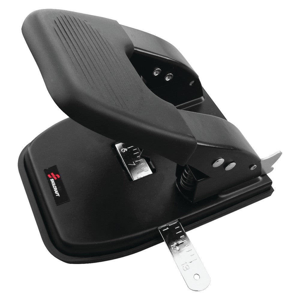 SKILCRAFT Heavy-Duty 2-Hole Paper Punch, 3inH x 4 2/3inW x 6 1/10inD, Black (AbilityOne 7520-01-620-3314)