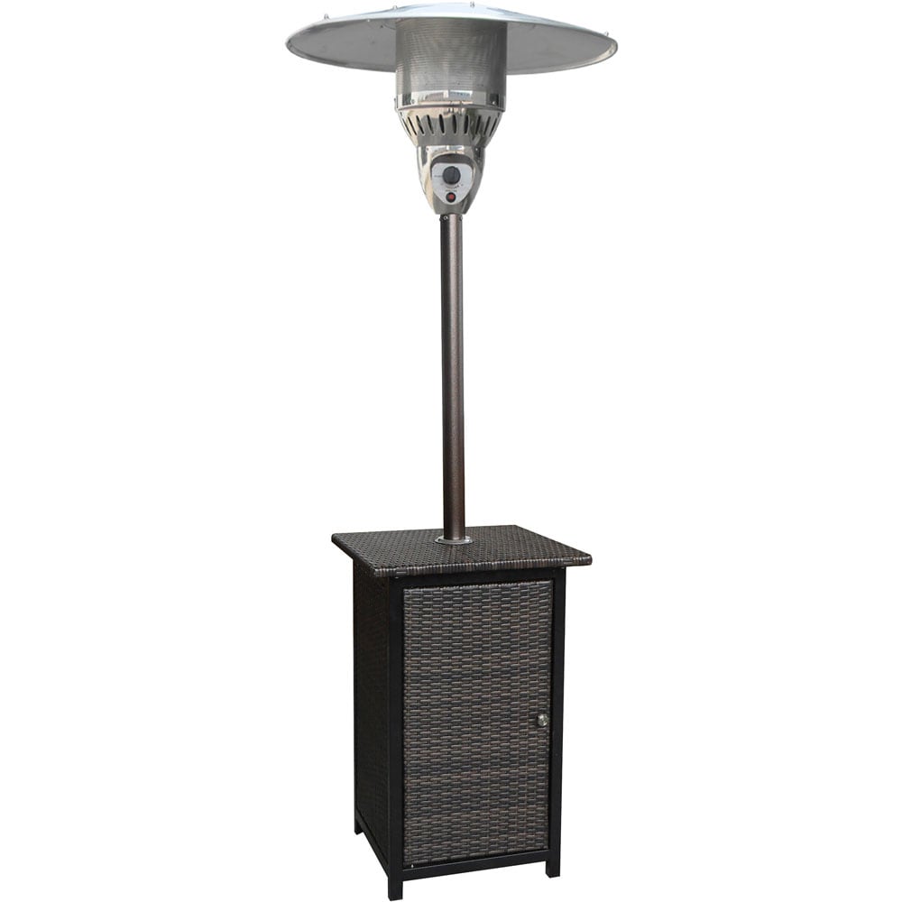 Hanover 7-Ft. Square Wicker Propane Patio Heater - Gas - Propane - 14.07 kW - 16 Sq. ft. Coverage Area - Outdoor - Brown, Hammered Bronze
