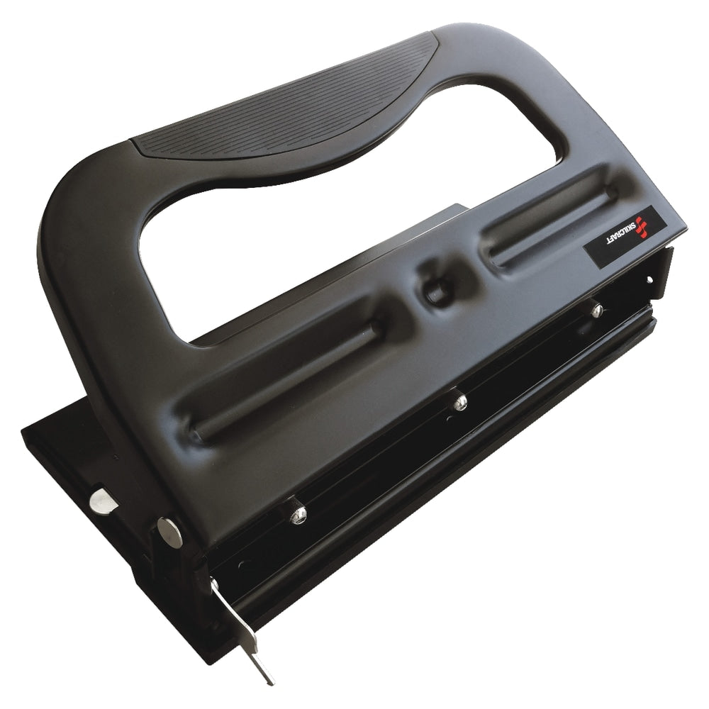 SKILCRAFT Heavy-Duty 3-Hole Paper Punch, 3inH x 5 1/2inW x 10 4/5inD, Black (AbilityOne 7520-01-620-3315)