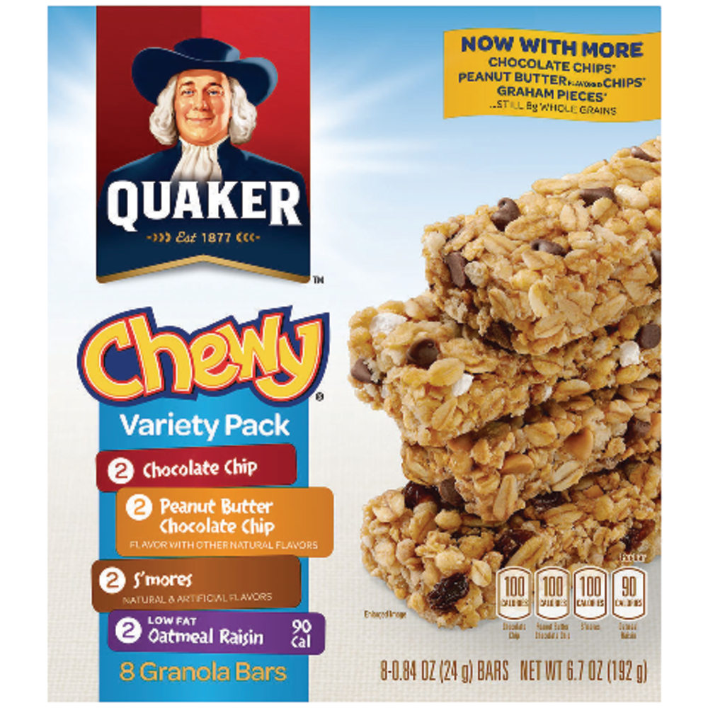 Quaker Chewy Granola Bars Variety Pack, 0.84 Oz, Box Of 8