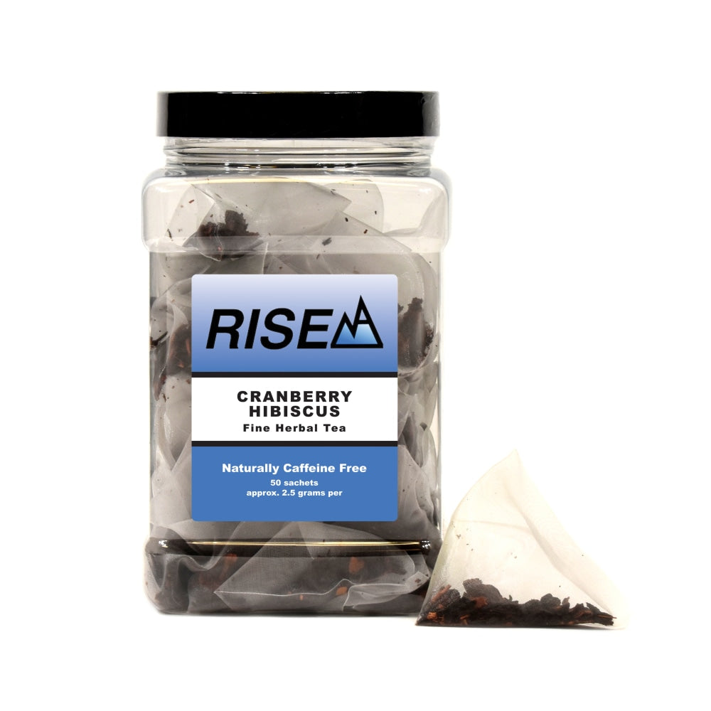 RISE NA Cranberry Hibiscus Tea, 8 Oz, Canister Of 50 Sachets