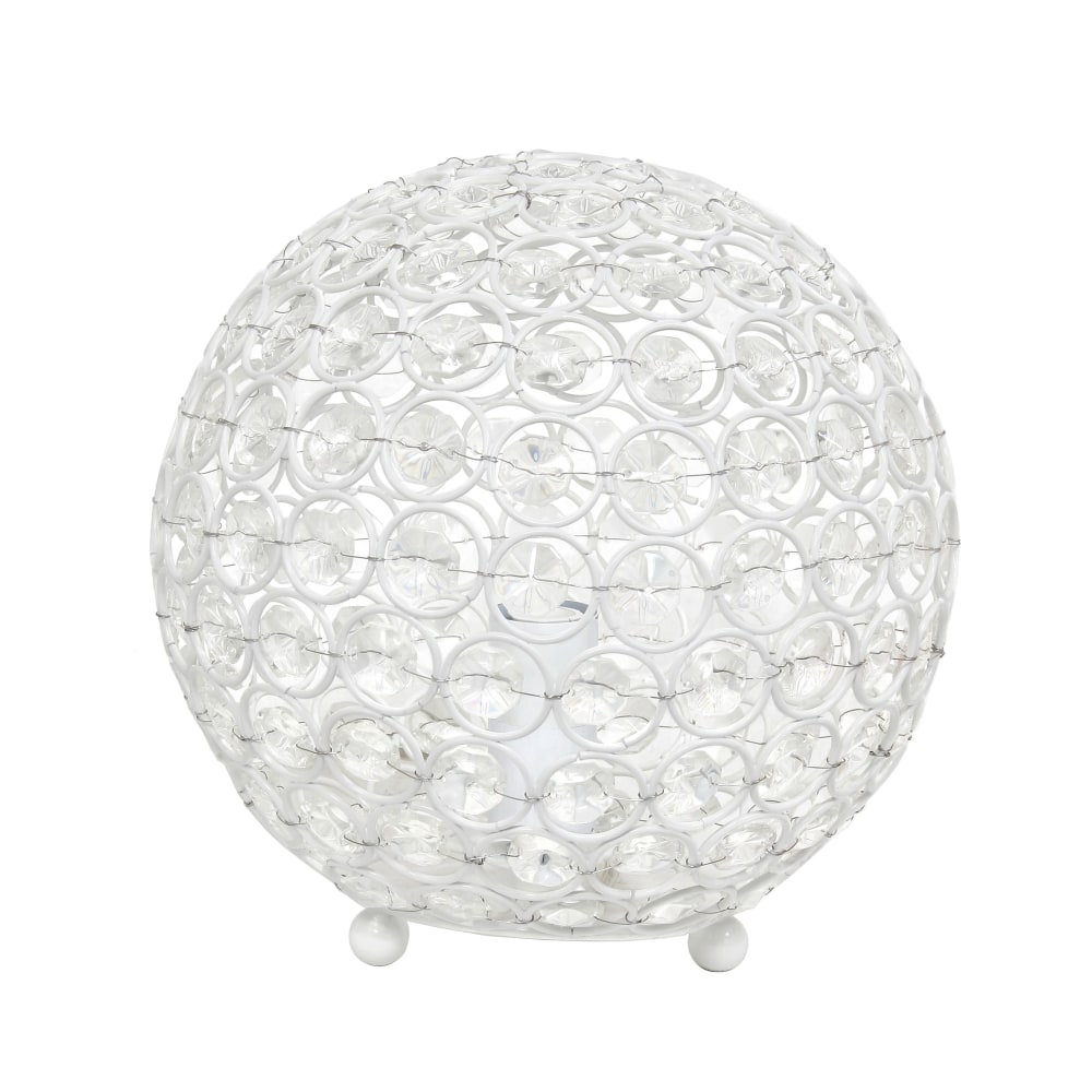 Lalia Home Elipse Glamorous Crystal Orb Table Lamp, 8inH, White