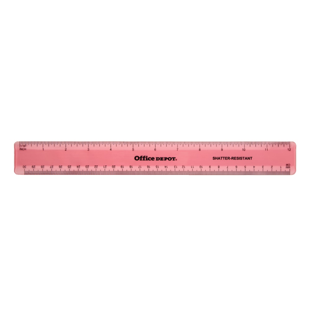 Office Depot Brand Plastic Ruler, 12in, Assorted Colors (No Color Choice)