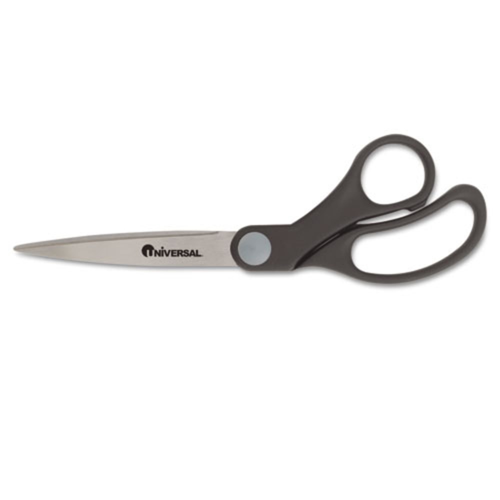 Universal 92010 Economy Scissors - 3.75in Cutting Length - 8in Overall Length - Pointed - Bent-left/right - Stainless Steel - Black