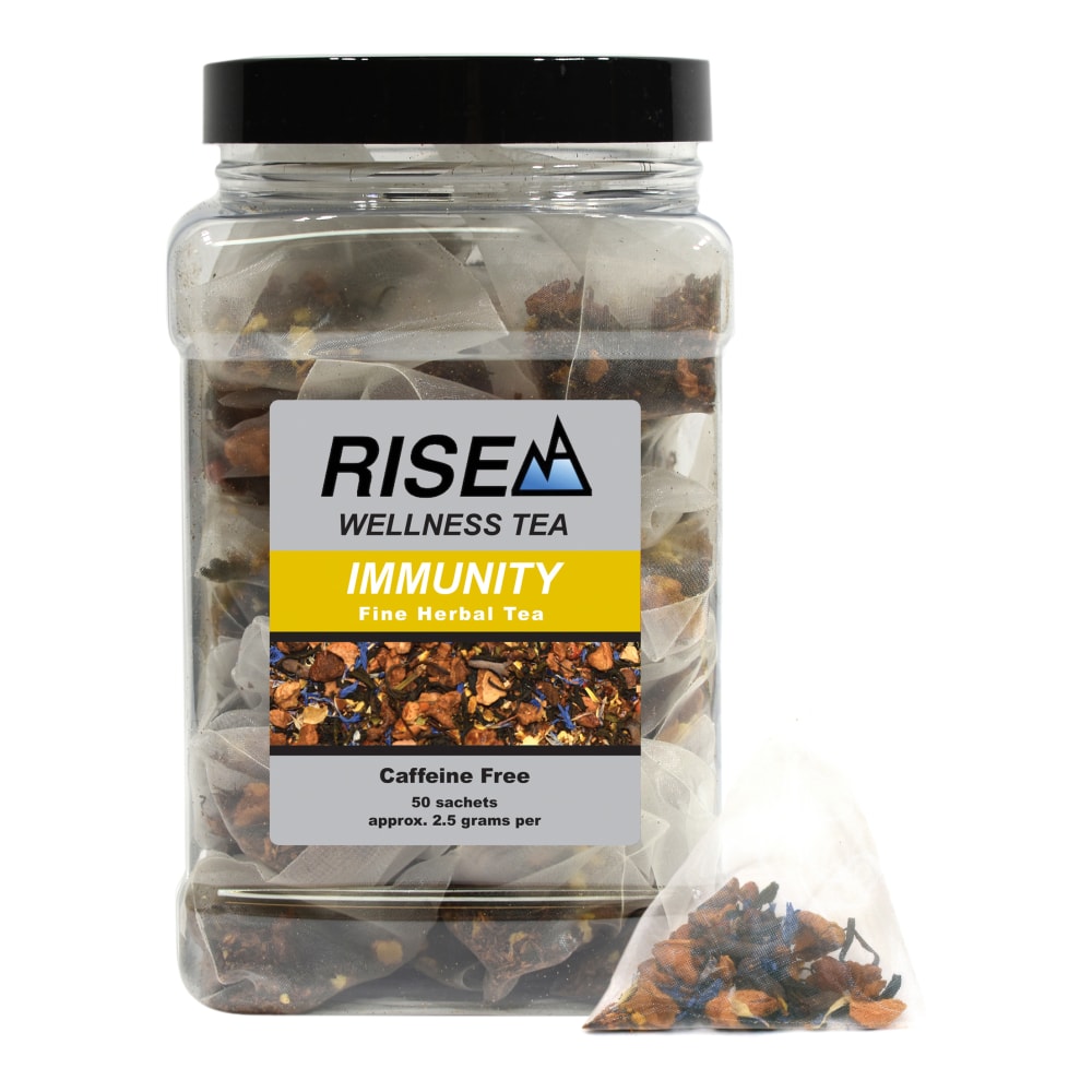 RISE NA Wellness Tea, Green Tea And Rooibos, 8 Oz, Canister Of 50 Sachets