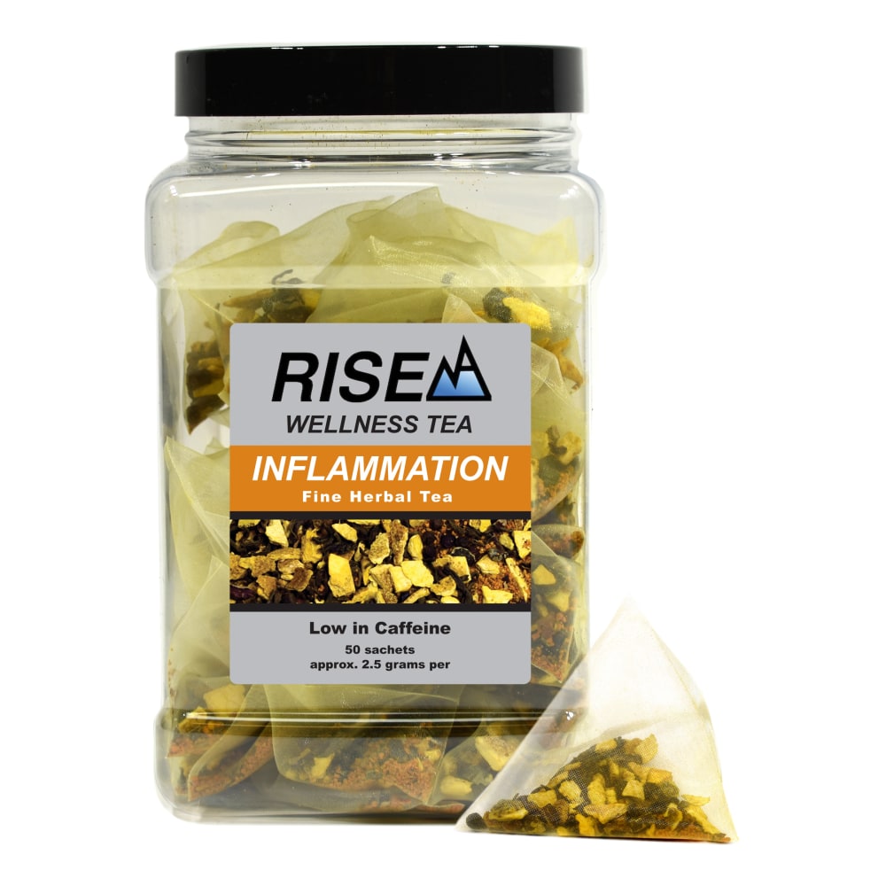 RISE NA Wellness Tea, Turmeric And Pepper, 8 Oz, Canister Of 50 Sachets