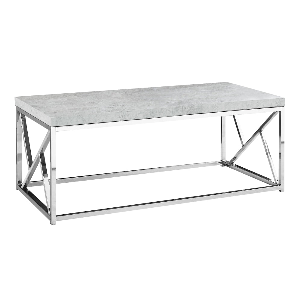Monarch Specialties Delmar Coffee Table, 17inH x 47-1/4inW x 23-3/4inD, Gray Cement