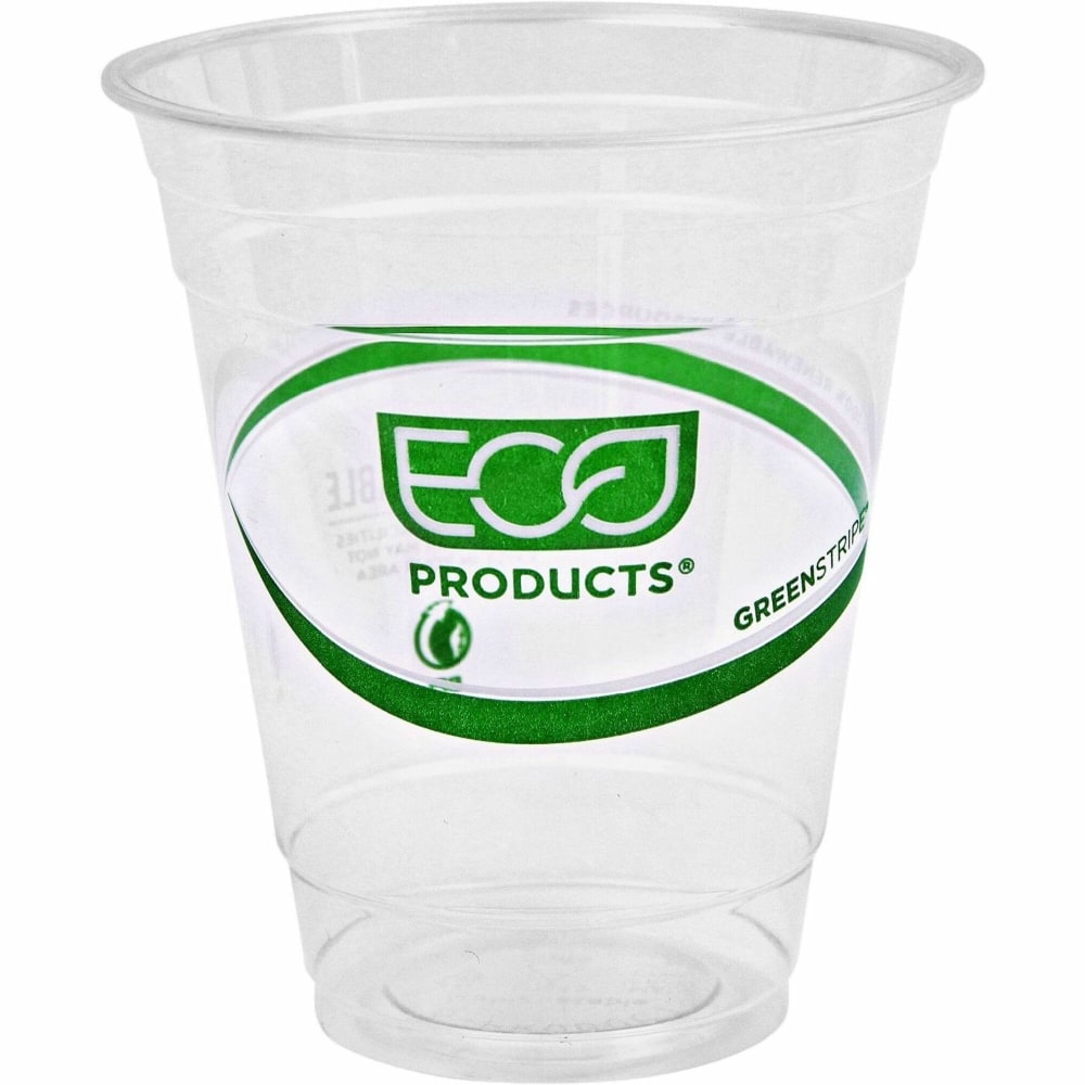Eco-Products GreenStripe Cold Cups - 50 / Pack - Clear, Green - Polylactic Acid (PLA) - Cold Drink