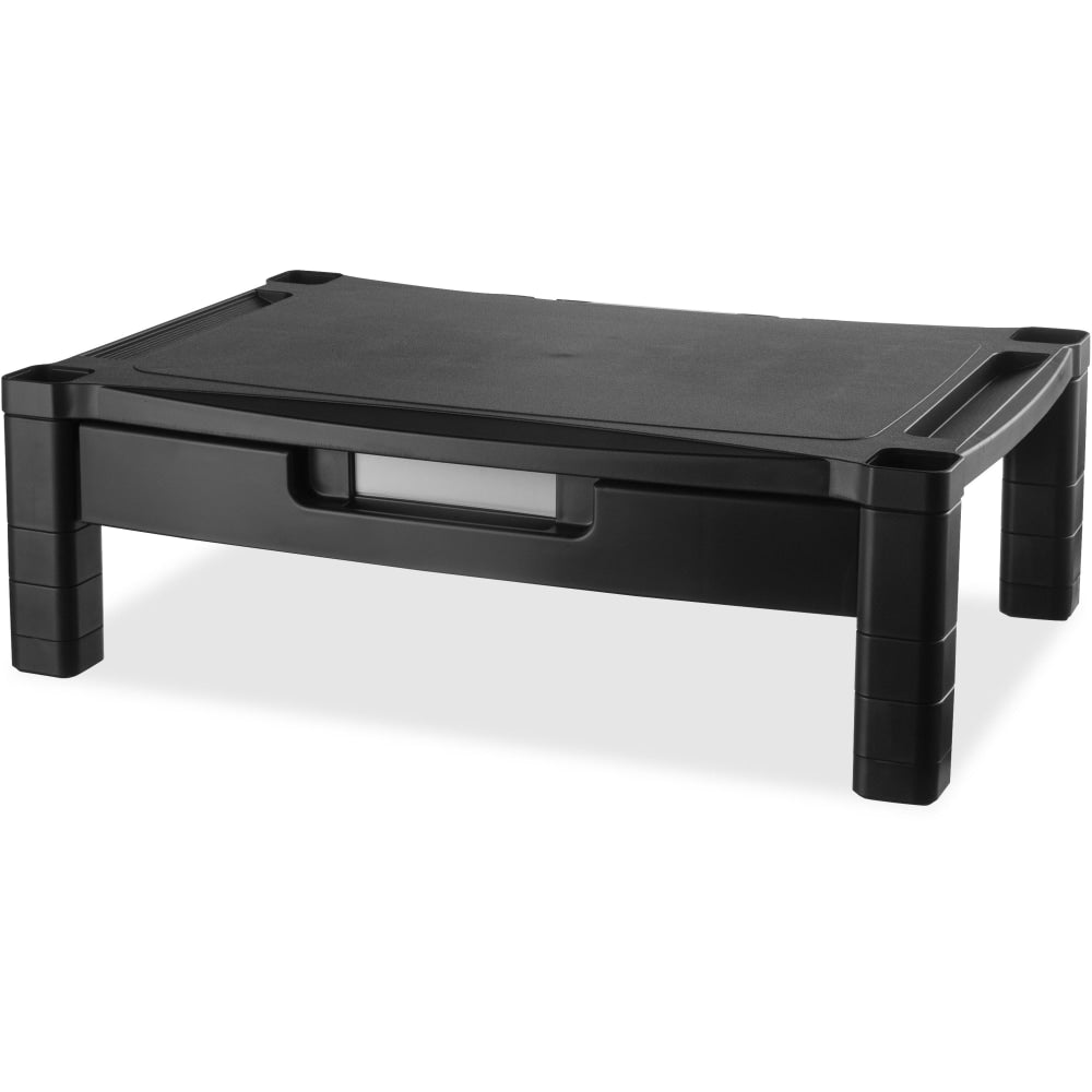 Kantek Extra Wide Adjustable Monitor Laptop Stand with Drawer - 50 lb Load Capacity - 6in Height x 13.3in Width - Desktop - Plastic - Black