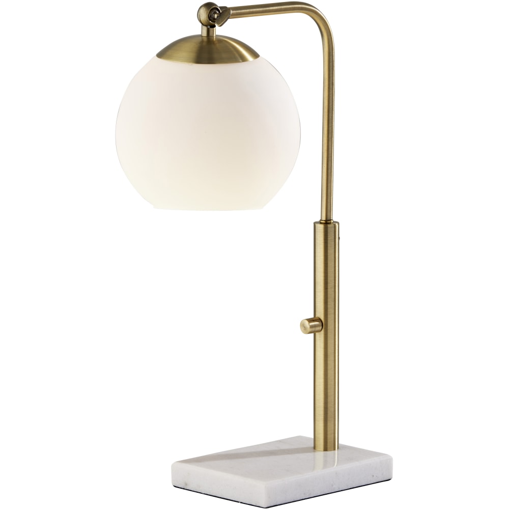 Adesso Remi Desk Lamp, 19inH, White Shade/White Marble Base