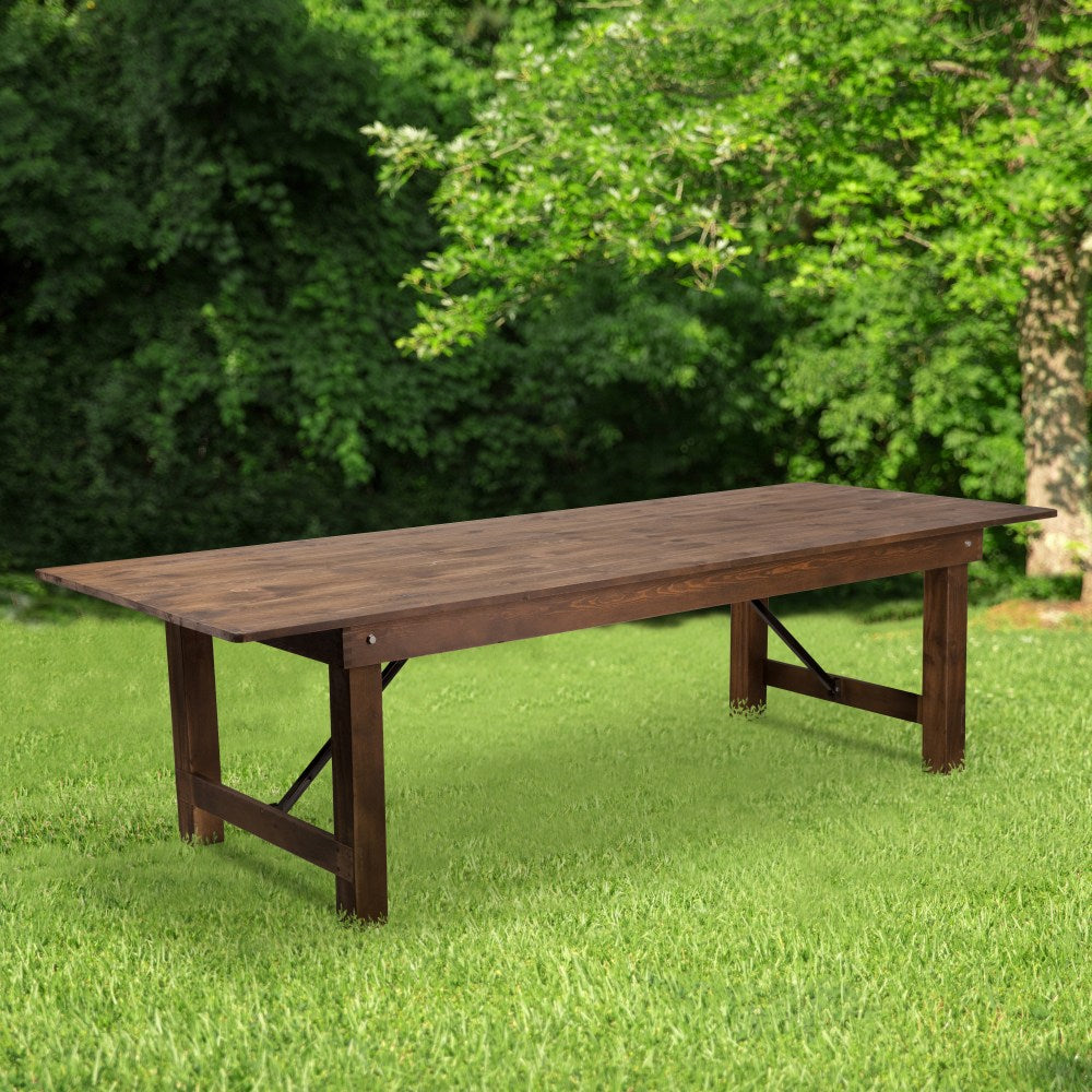 Flash Furniture Rectangular Pine Folding Farm Table, 30inH x 40inW x 108inD, Antique Rustic