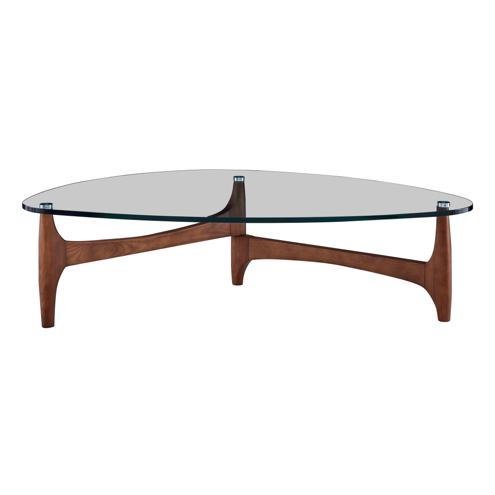 Eurostyle Ledell Coffee Table, 14inH x 52-1/2inW x 31-1/2inD, Walnut/Clear