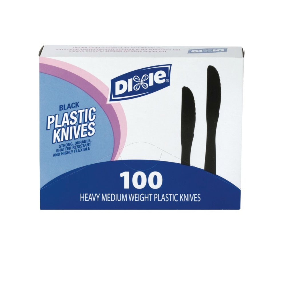 Dixie Medium-Weight Utensils, Knives, Black, Box Of 100