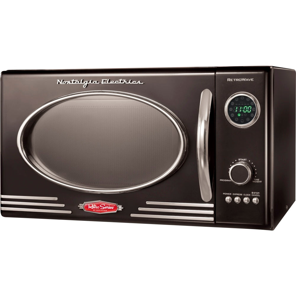 Nostalgia NRMO9BK Retro Microwave Oven, 0.9 Cu. Ft., Retro Black