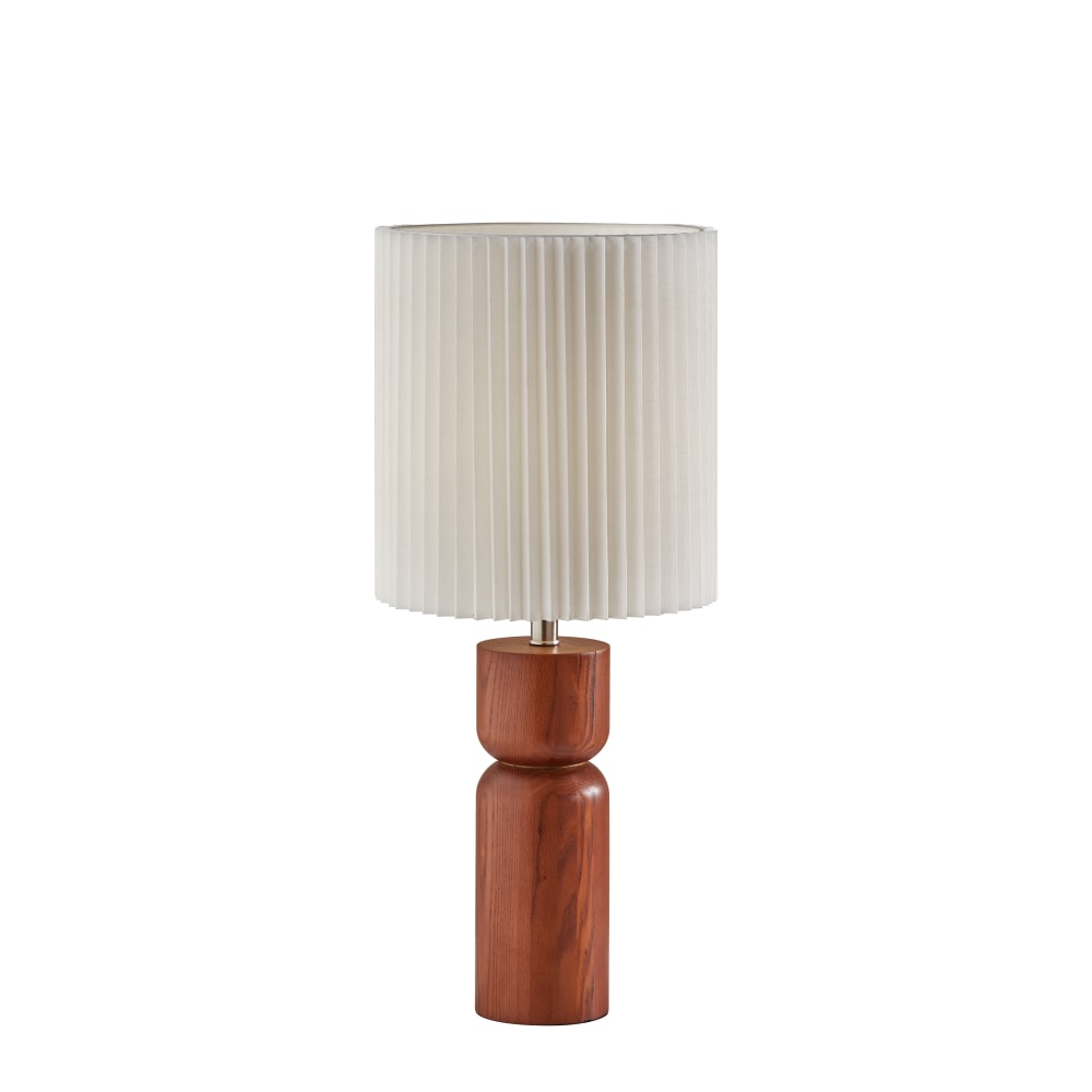 Adesso James Table Lamp, 28inH, Off-White Shade/Walnut Oak Base