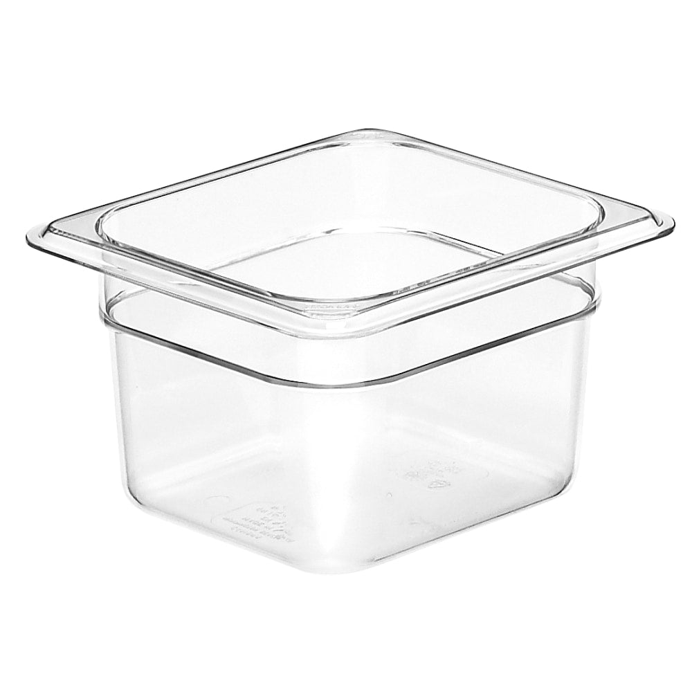 Cambro Camwear GN 1/6 Size 4in Food Pans, 4inH x 6-3/8inW x 7inD, Clear, Set Of 6 Pans
