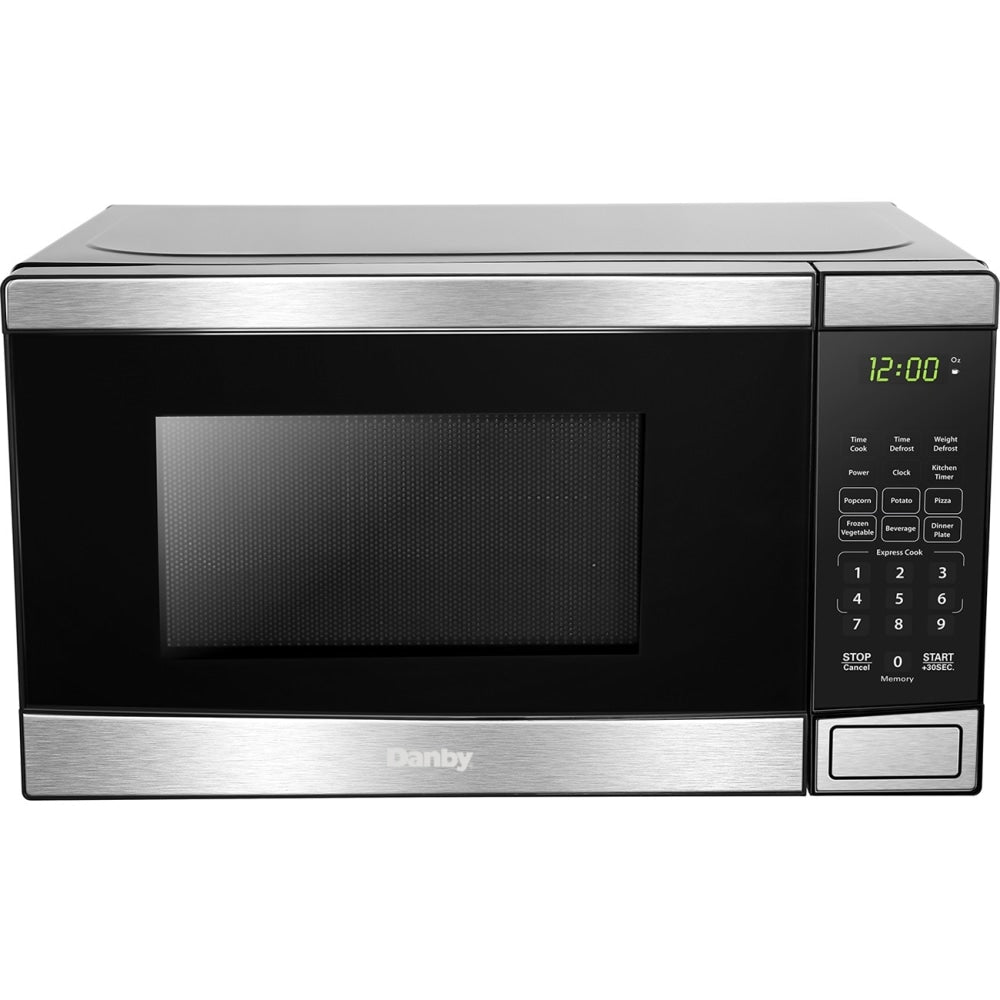 Danby 0.7 cuft Microwave with Stainless Steel Front - 0.7 ft³ Capacity - Microwave - 10 Power Levels - 700 W Microwave Power - 10in Turntable - 120 V AC - 15 A Fuse - Countertop - Stainless Steel