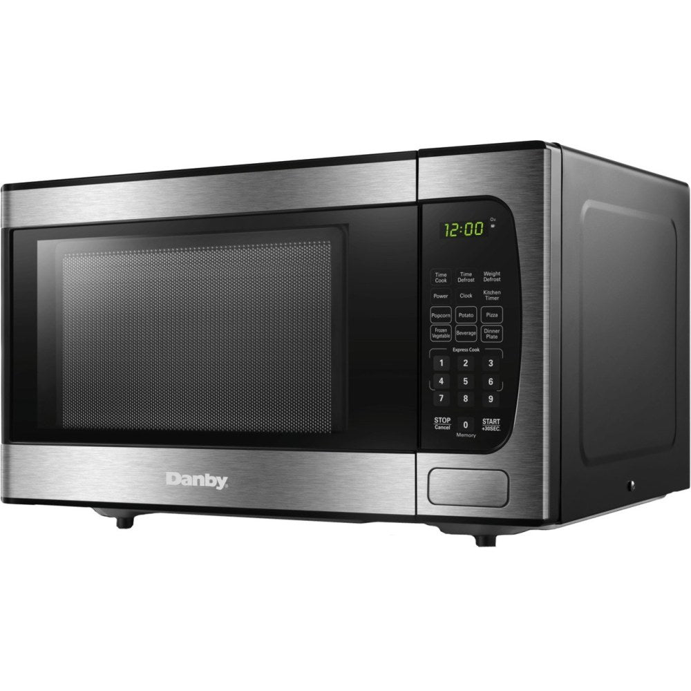Danby 0.9 cu.ft Microwave with Stainless Steel Front - 0.9 ft³ Capacity - Microwave - 10 Power Levels - 900 W Microwave Power - 10.60in Turntable - 120 V AC - 15 A Fuse - Countertop - Stainless Steel