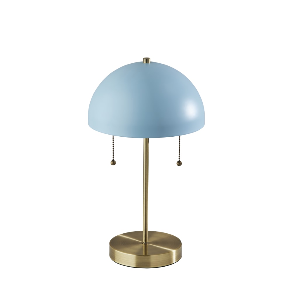 Adesso Bowie Table Lamp, 18inH, Antique Brass Base/Blue Shade
