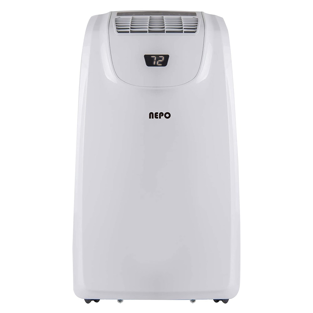 NEPO 14,000 BTU Portable Air Conditioner With Cool, Fan, Dehumidifier And Heat And Self Evaporator And Remote, 29-1/4in x 16-15/16in, White