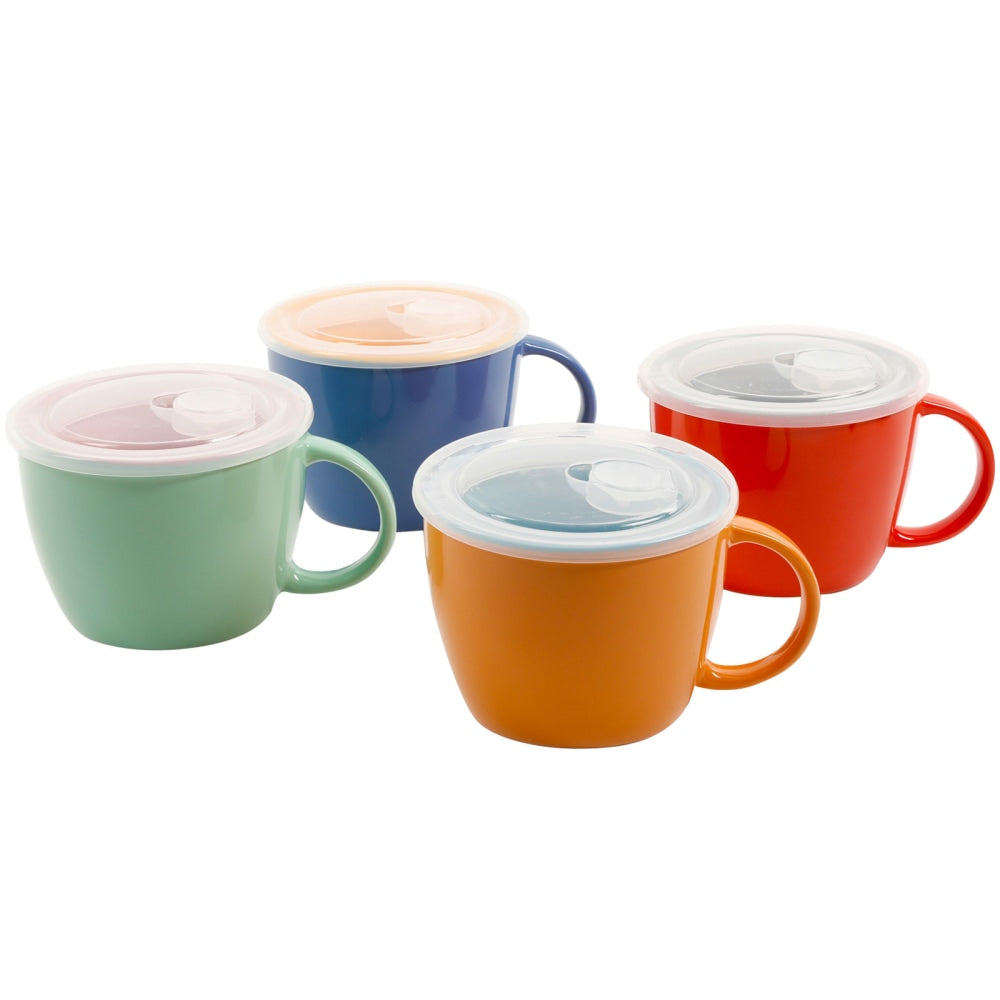 Gibson Home On-The-Go 4-Piece Soup Mug Set, 25 Oz, Multicolor