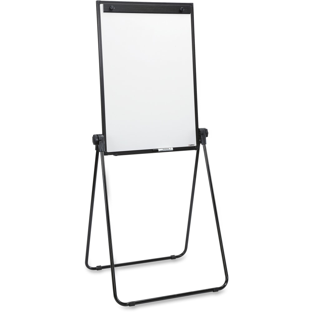 Lorell 2-sided Dry-Erase Easel with Flip-Chart Clip - 36in (3 ft) Width x 24in (2 ft) Height - Melamine Surface - Black Steel Frame - Rectangle - 1 Each