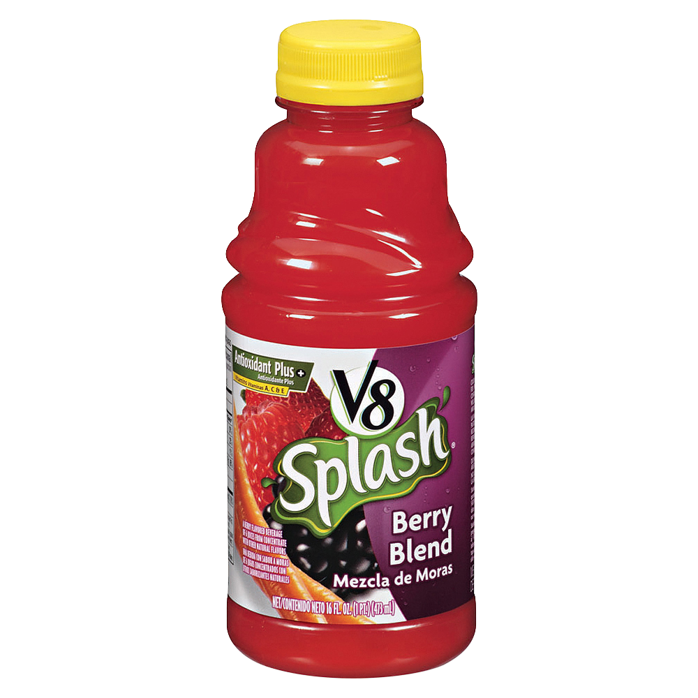 V8 Splash Fruit Juices, Berry Blend, 16 Oz., Box Of 12