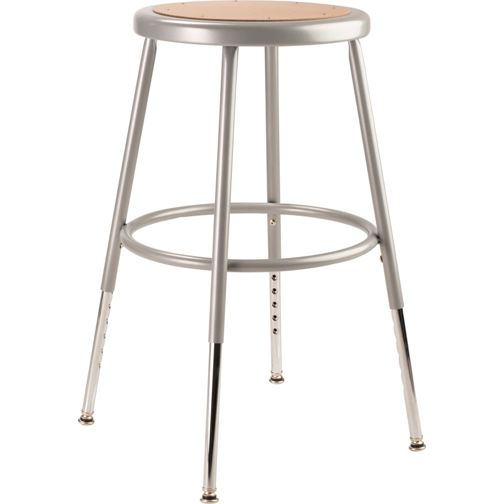 National Public Seating Vinyl-Padded Task Stool 19in-27inH, Gray Seat/Gray Frame