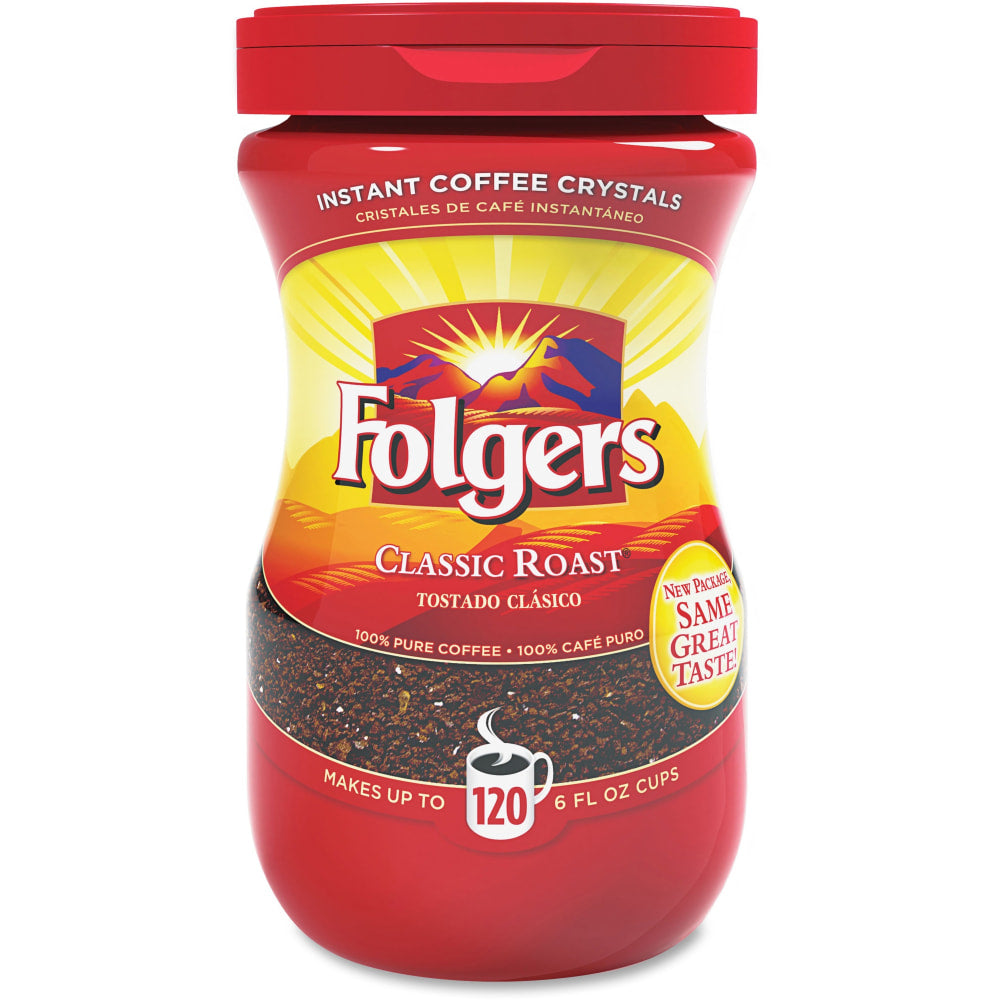 Folgers Classic Instant Coffee, Light Roast, 8 Oz Per Bag