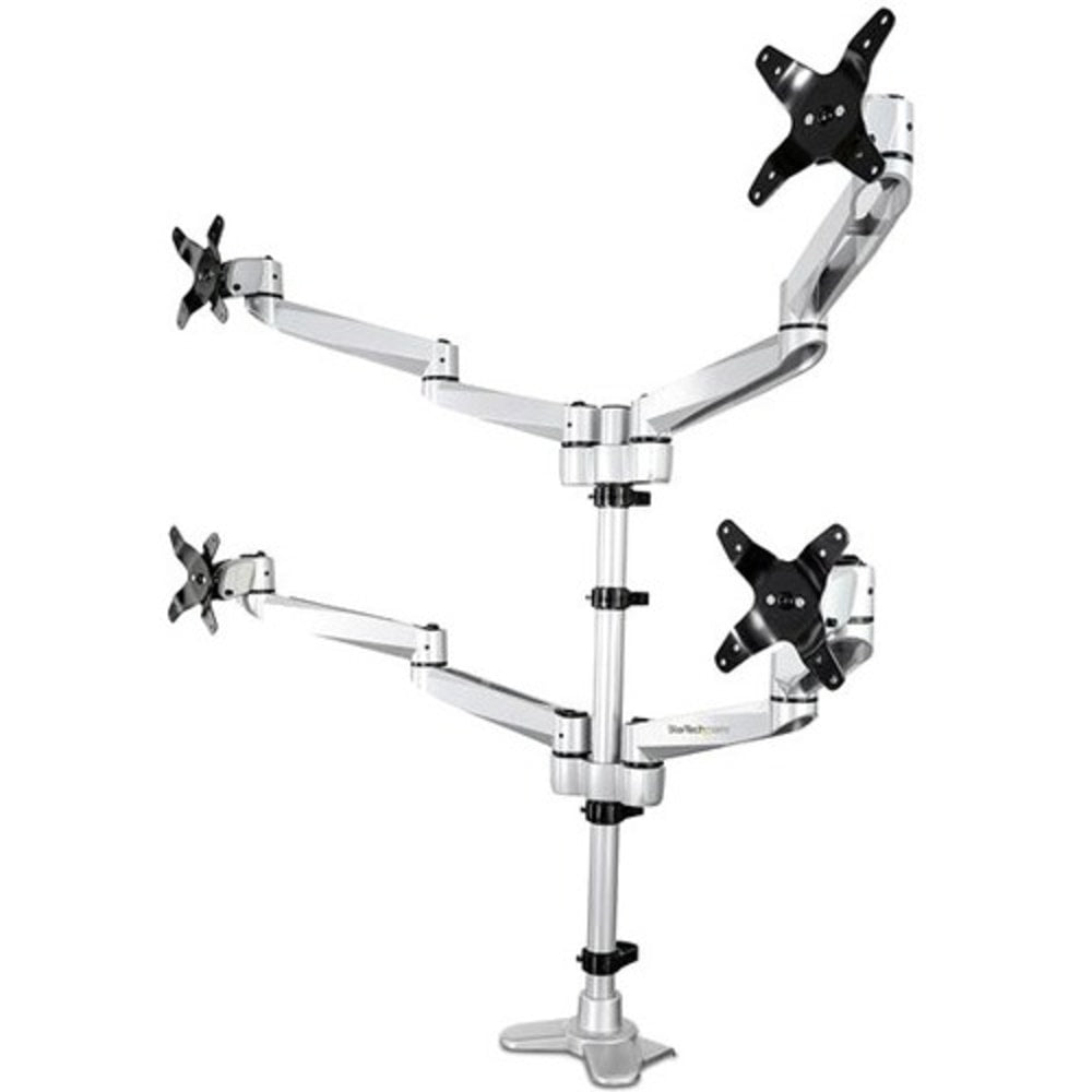 StarTech.com Quad Monitor Mount - Full Motion - Premium 4 Arm Mount - For up to 27in VESA Monitors - Desk Clamp / Grommet Mount (ARMQUADPS)