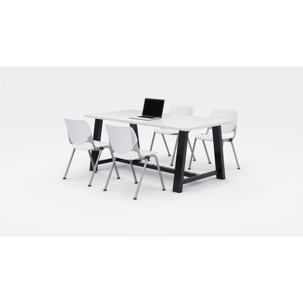 KFI Studios Midtown Table With 4 Stacking Chairs, Designer White