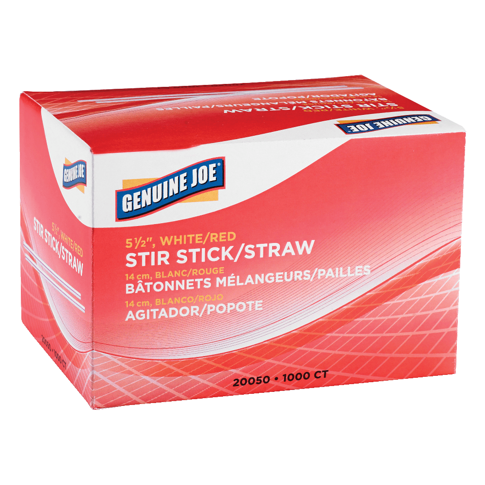 Genuine Joe 5-1/2in Plastic Stir Stick/Straws - 5.50in Length - Plastic - 40000 / Carton - White
