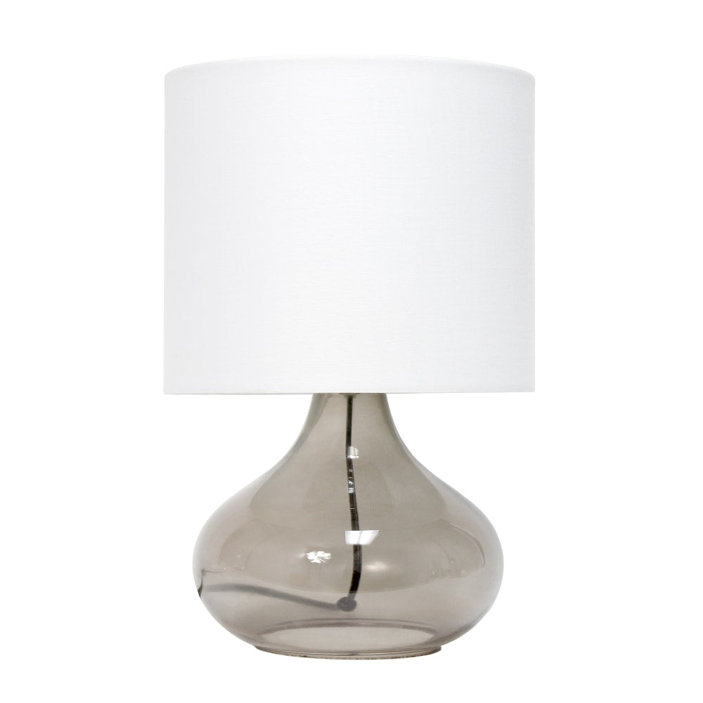 Simple Designs Glass Raindrop Table Lamp, 13-3/4inH, White Shade/Smoke Gray Base