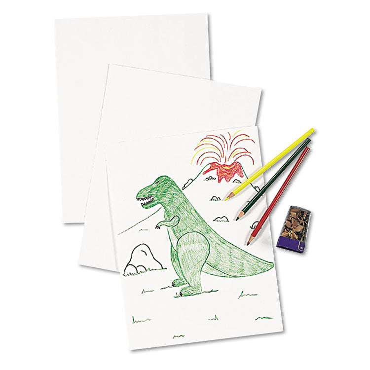 White Drawing Paper, 57 lb Text Weight, 9 x 12, Pure White, 500/Ream