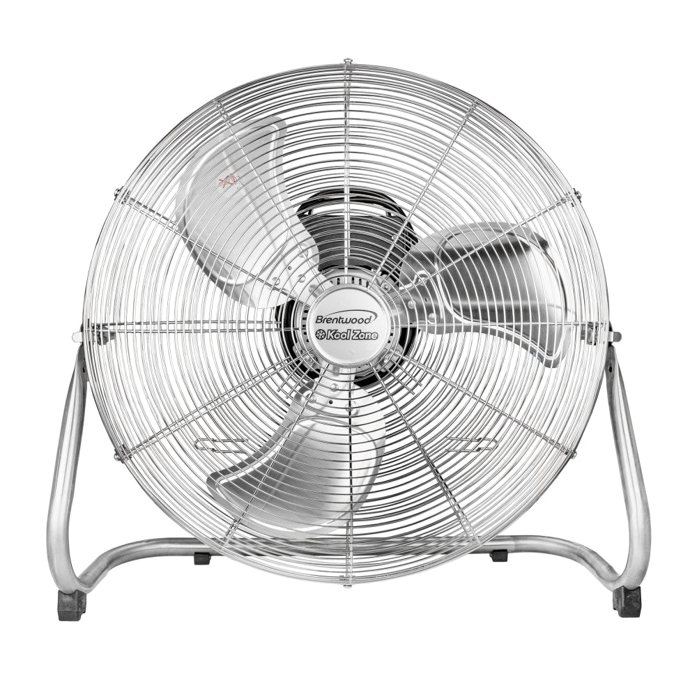 Brentwood Kool Zone 20in 3-Speed Floor Fan, 24in x 23-1/2in, Chrome