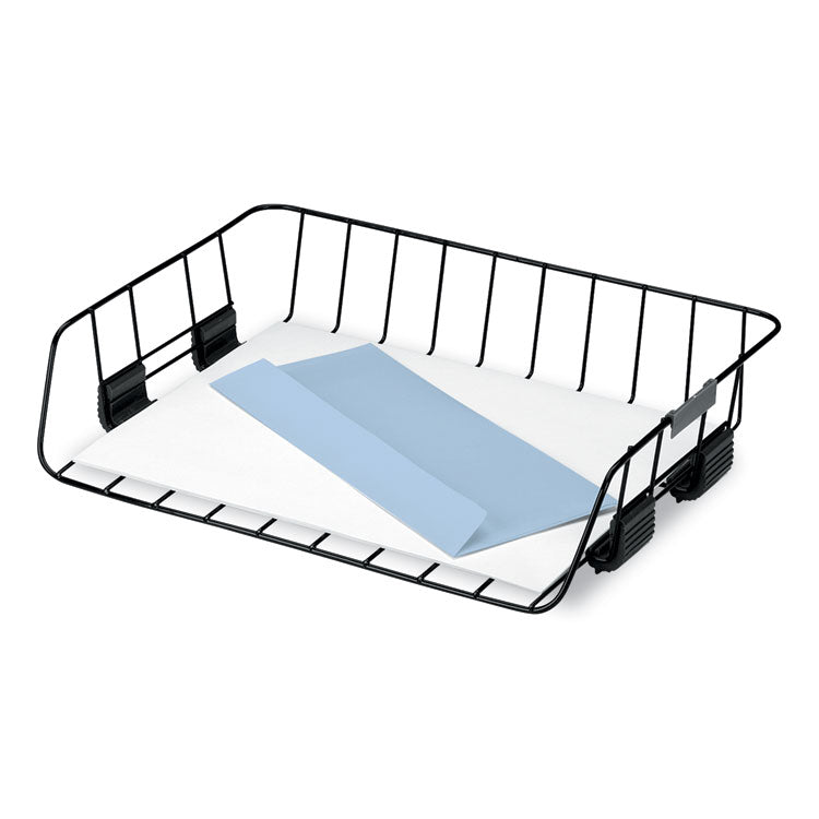 Side-Load Wire Stacking Letter Tray, 1 Section, Letter Size Files, 13.38" X 10.13" X 2.63", Black