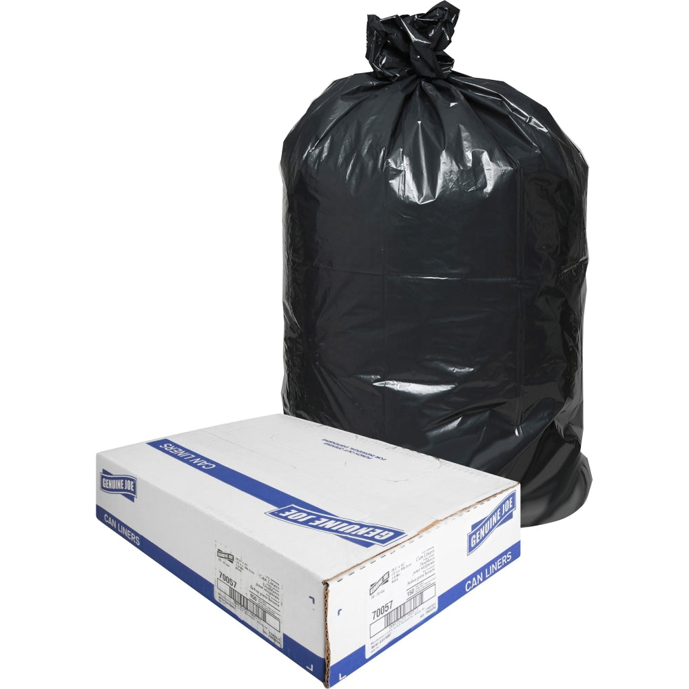 Genuine Joe Trash Bags, 23 gal, 43inH x 28-1/2inW, 70% Recycled, Black, 150 Bags