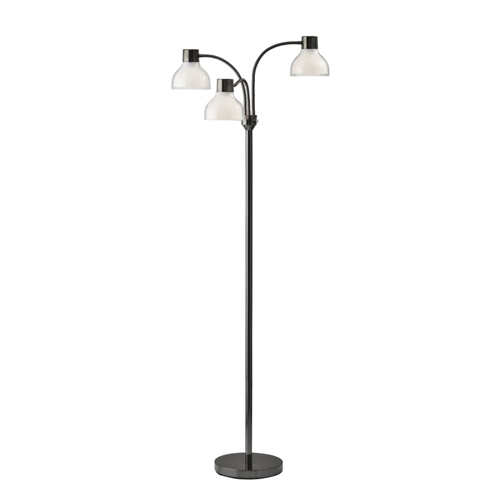 Adesso Presley 3-Arm Floor Lamp, 69inH, Clear Shade/Black Nickel Base