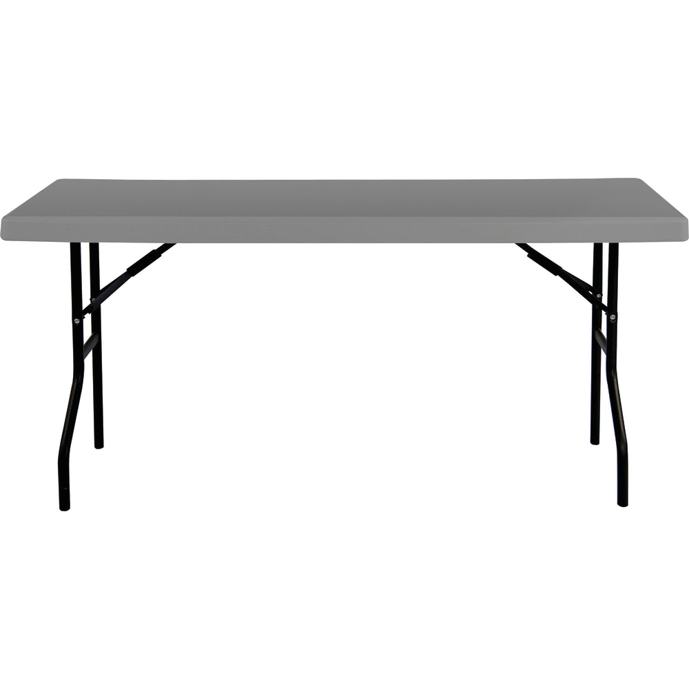 AbilityOne Blow-Molded Folding Table, 29inH x 18inW x 60inD, Charcoal Gray/Gray