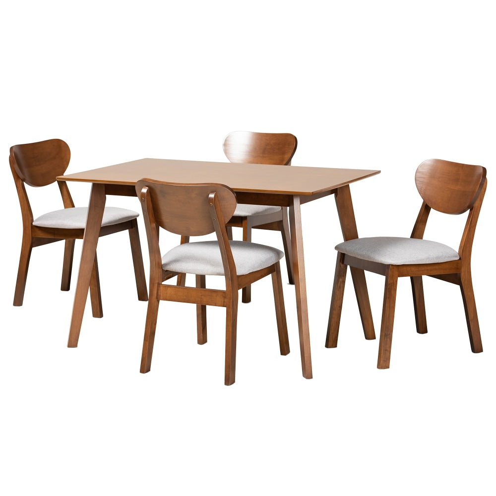 Baxton Studio Damara 5-Piece Dining Set, Gray/Walnut Brown