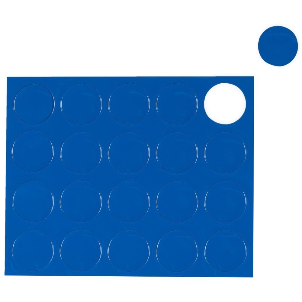 MasterVision Magnetic Color Coding Dots, BVCFM1601, 3/4in Diameter, Round, Blue, Vinyl, 20 Per Pack