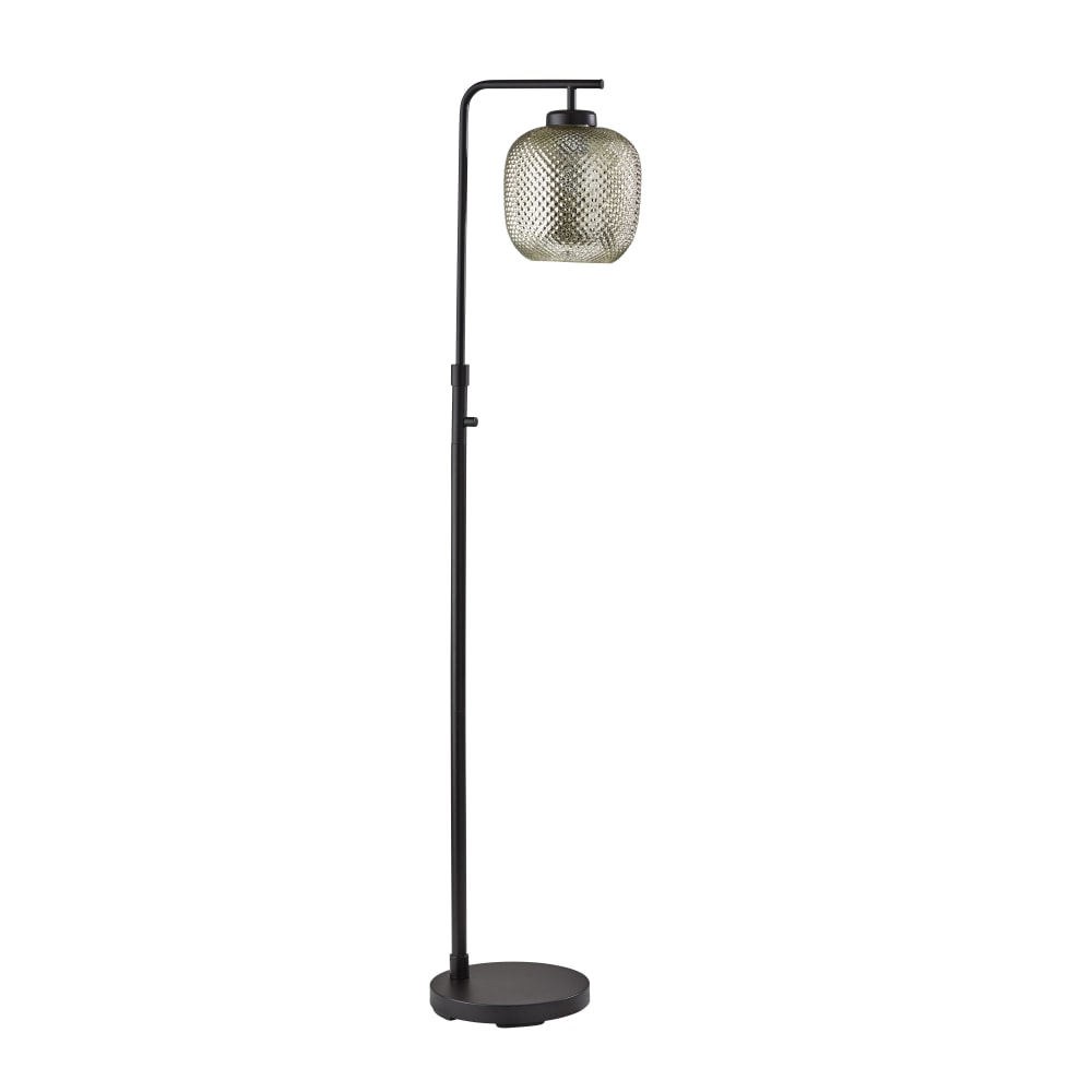 Adesso Vivian Floor Lamp, 60-1/4inH, Cracked Mercury Shade/Bark Bronze Base