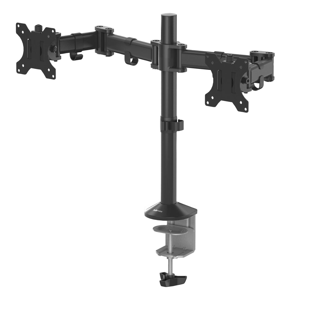 Fellowes Reflex Dual Monitor Arms, 21-3/4inH x 4-1/2inW x 28-5/8inD, Black