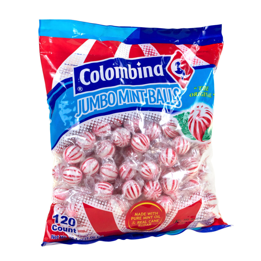 Colombina Jumbo Mint Balls, Peppermint, Approximately 120 Pieces, 3-Lb Bag